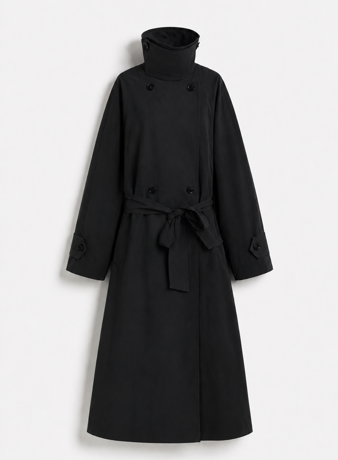 Funnel Neck Trench Coat Lanou - Black