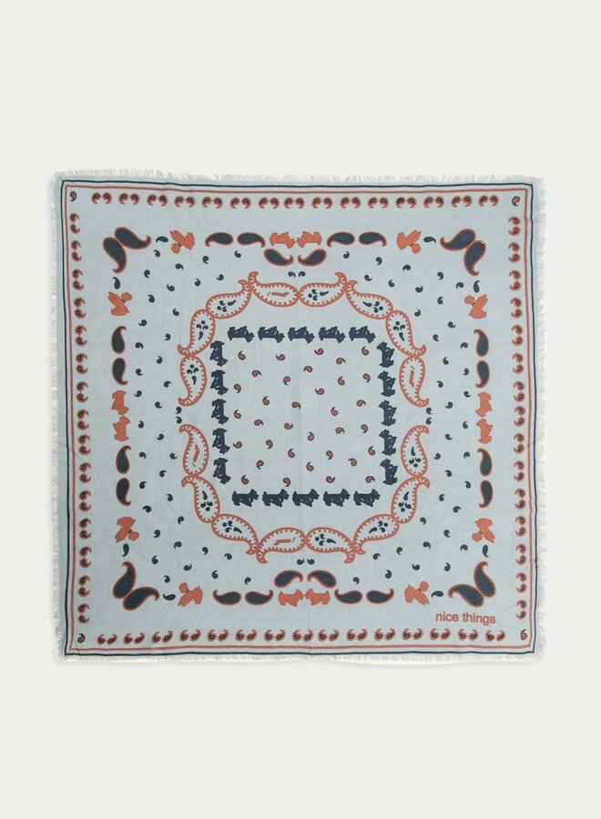 Nice Things - "Poodles Print" Bandana - Medium Light Blue