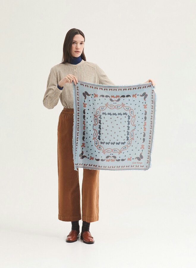 Nice Things - "Poodles Print" Bandana - Medium Light Blue