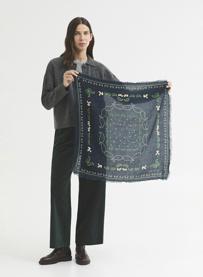 Nice Things - "Poodles Print" Bandana - Navy