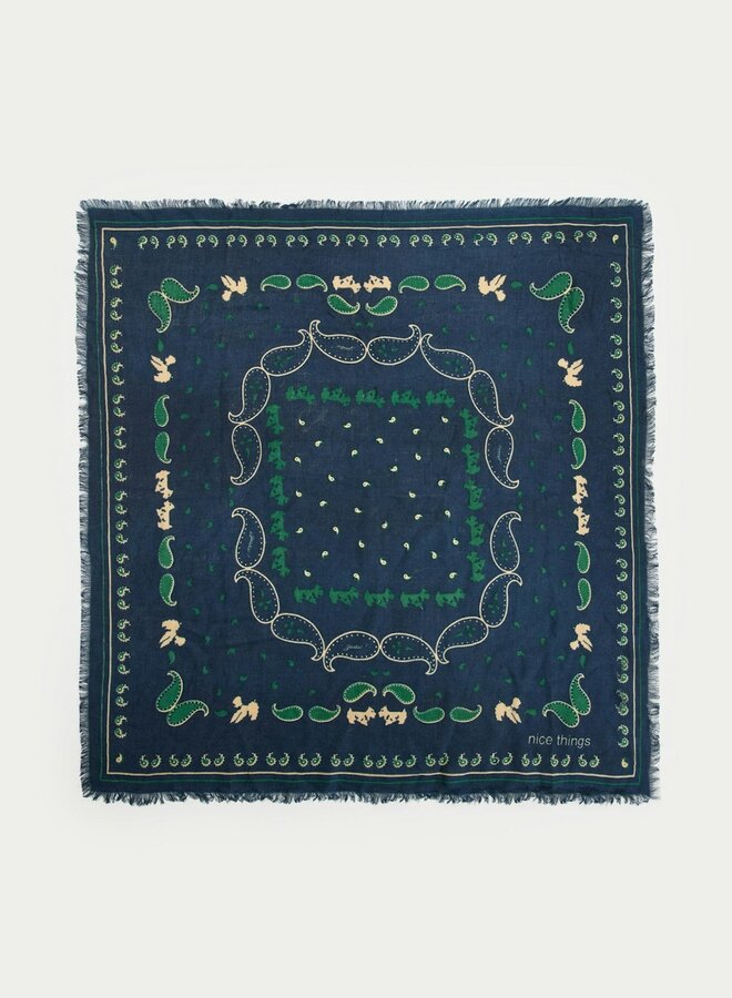 Nice Things - "Poodles Print" Bandana - Navy