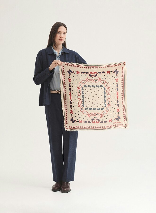 Nice Things - "Poodles Print" Bandana - Beige