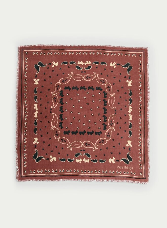 Nice Things - "Poodles Print" Bandana - Chestnut