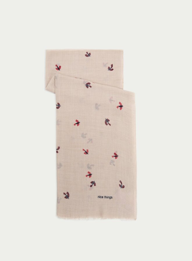 Nice Things - "Flying Birds" Foulard - Melange Tan