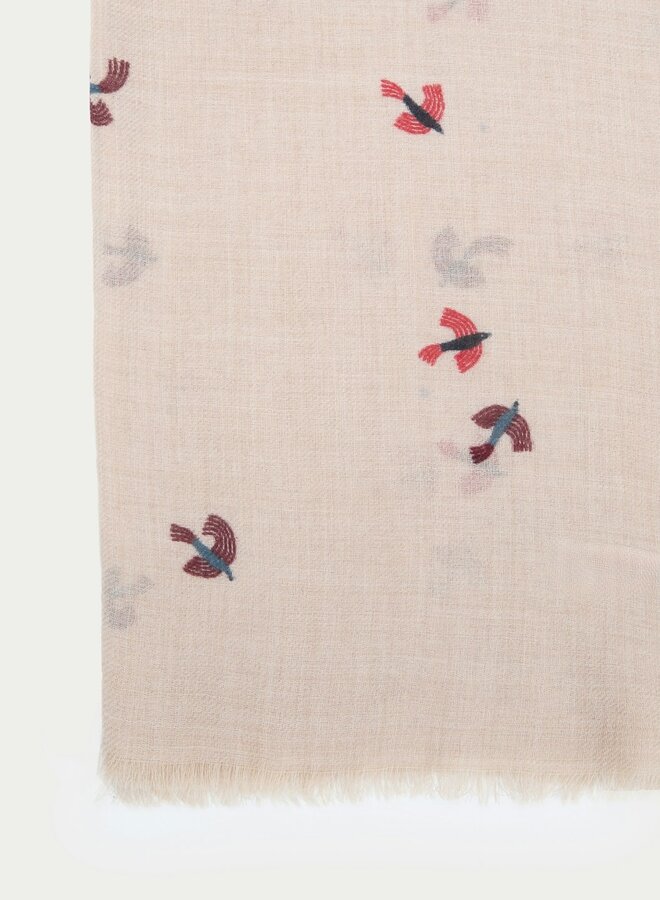 Nice Things - "Flying Birds" Foulard - Melange Tan