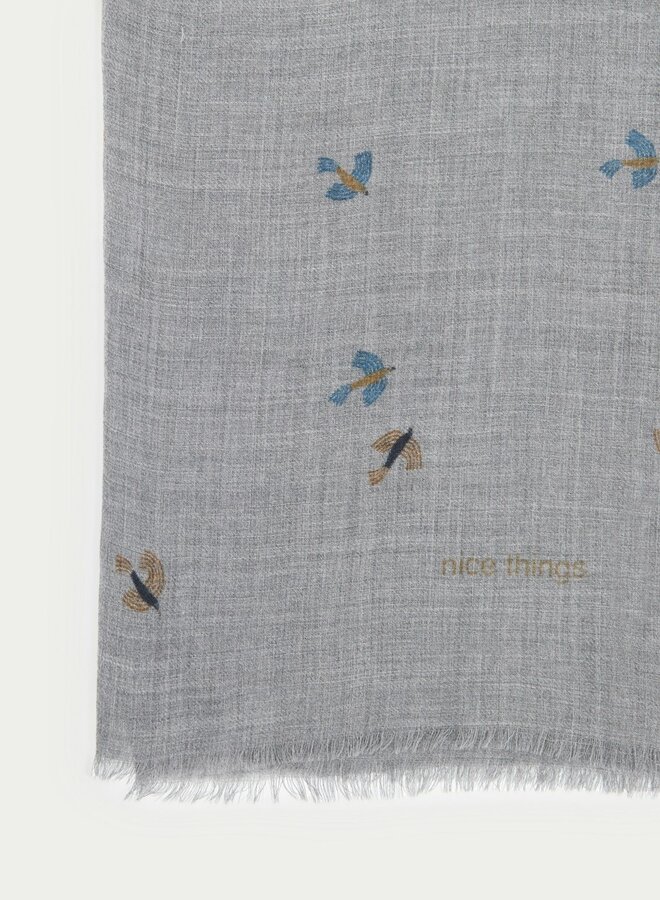 Nice Things - "Flying Birds" Foulard - Melange Grey