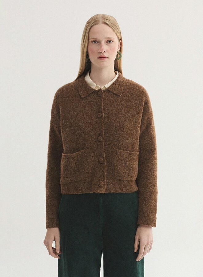 Nice Things - Polo Collar Cardigan - Dark Brown