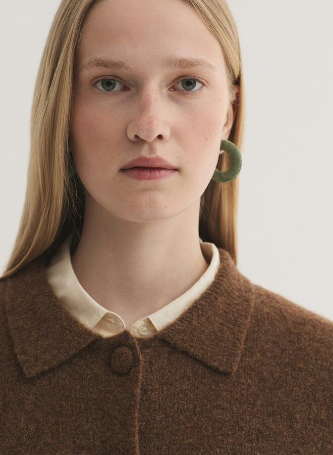 Nice Things - Polo Collar Cardigan - Dark Brown