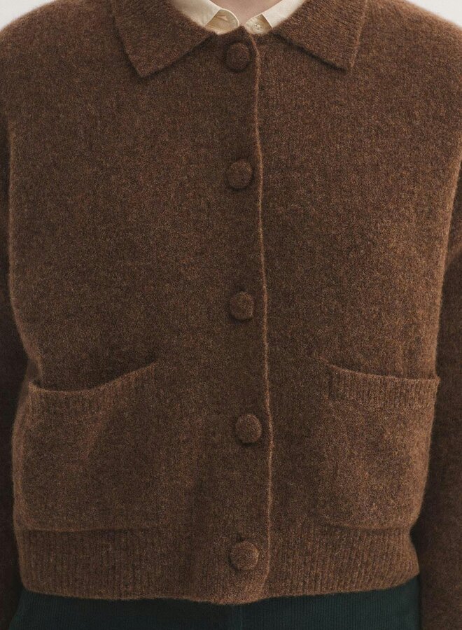 Nice Things - Polo Collar Cardigan - Dark Brown