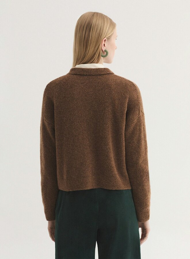 Nice Things - Polo Collar Cardigan - Dark Brown