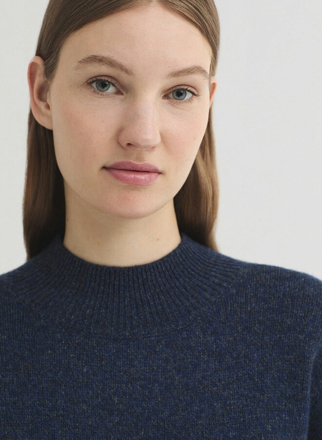 Nice Things - Relaxed Fit Roll Neck Jumper - Ink Blue
