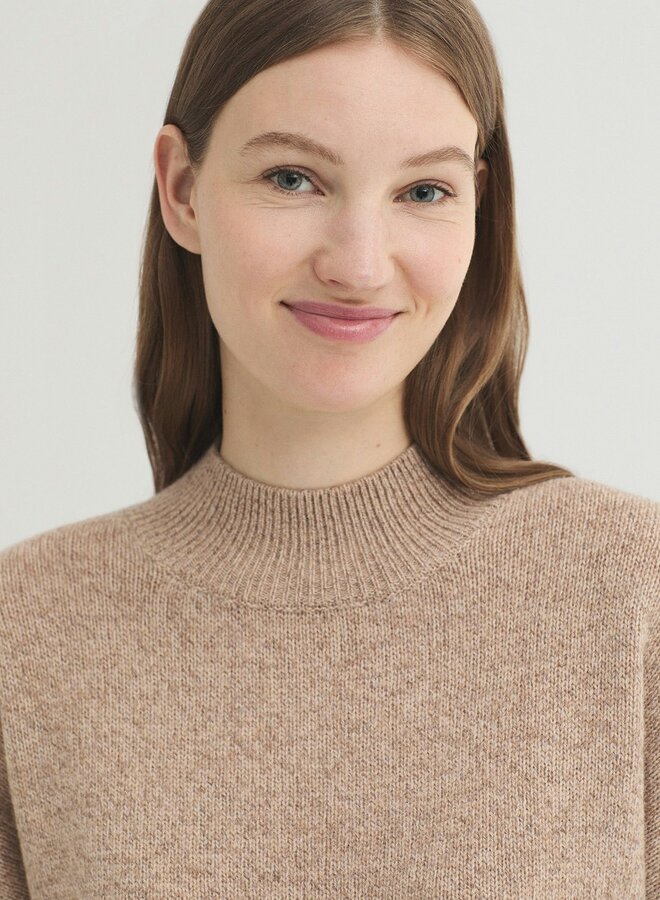 Nice Things - Relaxed Fit Roll Neck Jumper - Light Beige