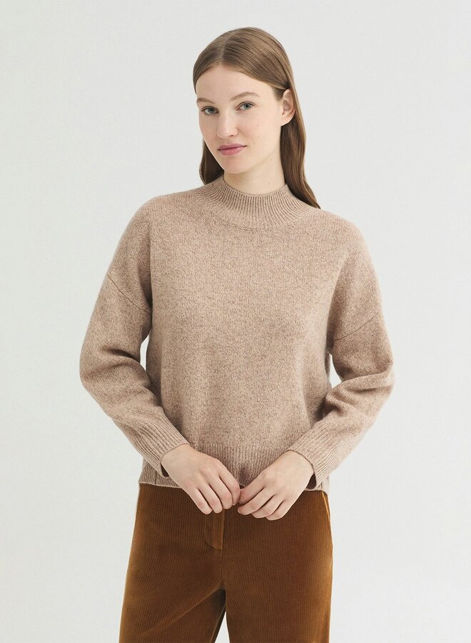 Nice Things - Relaxed Fit Roll Neck Jumper - Light Beige
