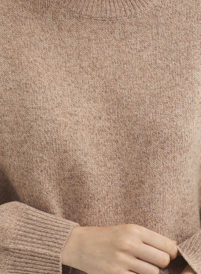 Nice Things - Relaxed Fit Roll Neck Jumper - Light Beige