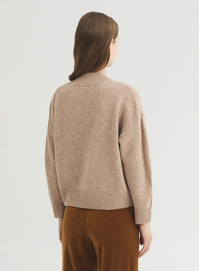 Nice Things - Relaxed Fit Roll Neck Jumper - Light Beige