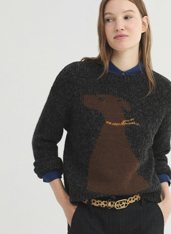 Nice Things - Wool Dog Jumper - Mid Grey