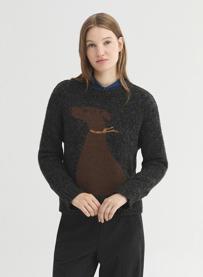 Nice Things - Wool Dog Jumper - Mid Grey