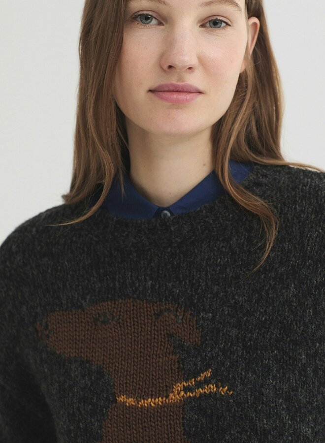Nice Things - Wool Dog Jumper - Mid Grey