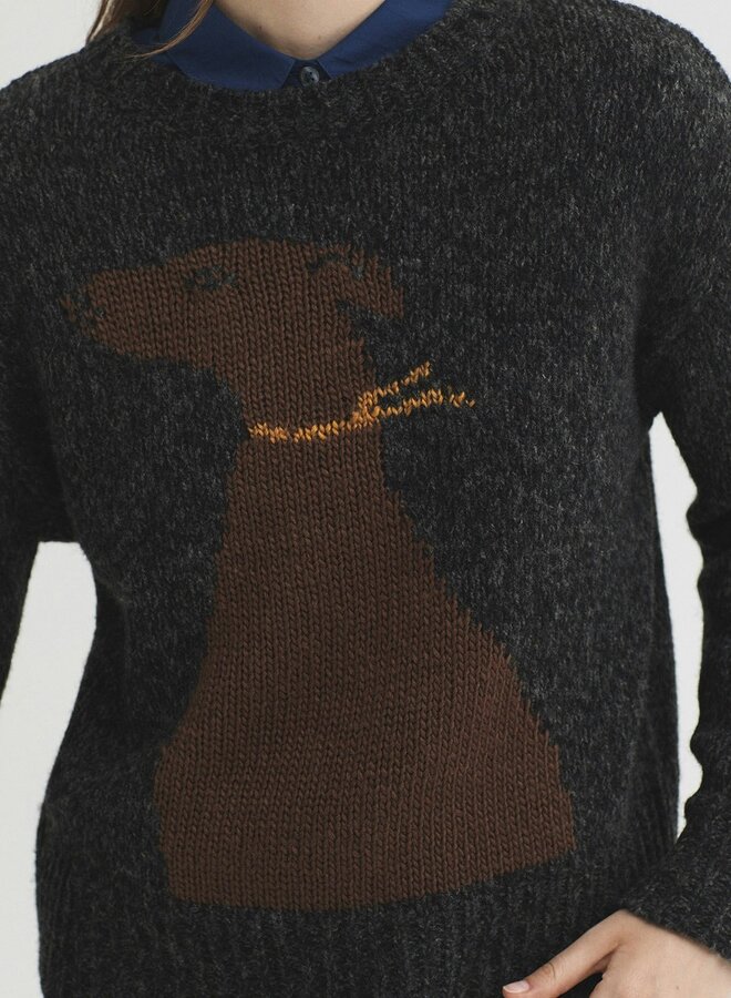 Nice Things - Wool Dog Jumper - Mid Grey