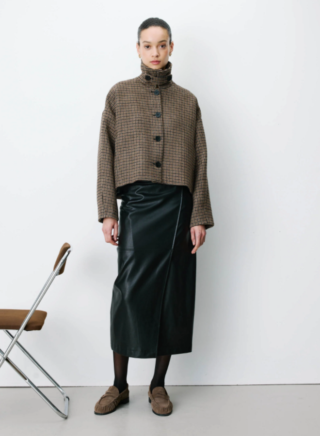 G&M - Short Houndstooth Coat Arthur - Coffee