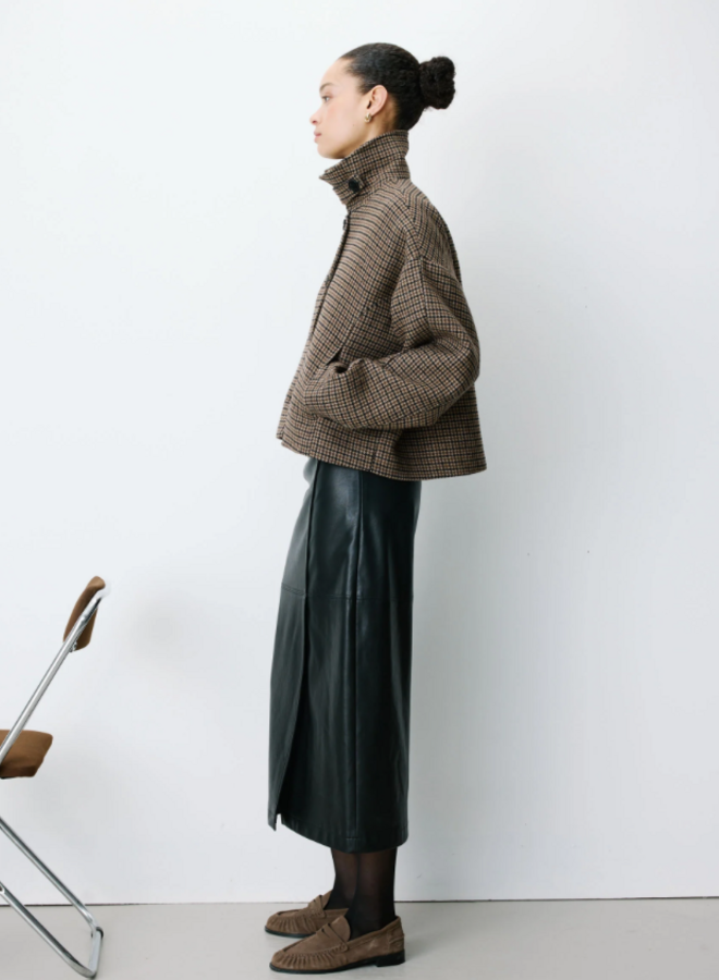 G&M - Short Houndstooth Coat Arthur - Coffee