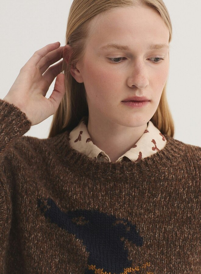Nice Things - Wool Dog Jumper - Dark Brown