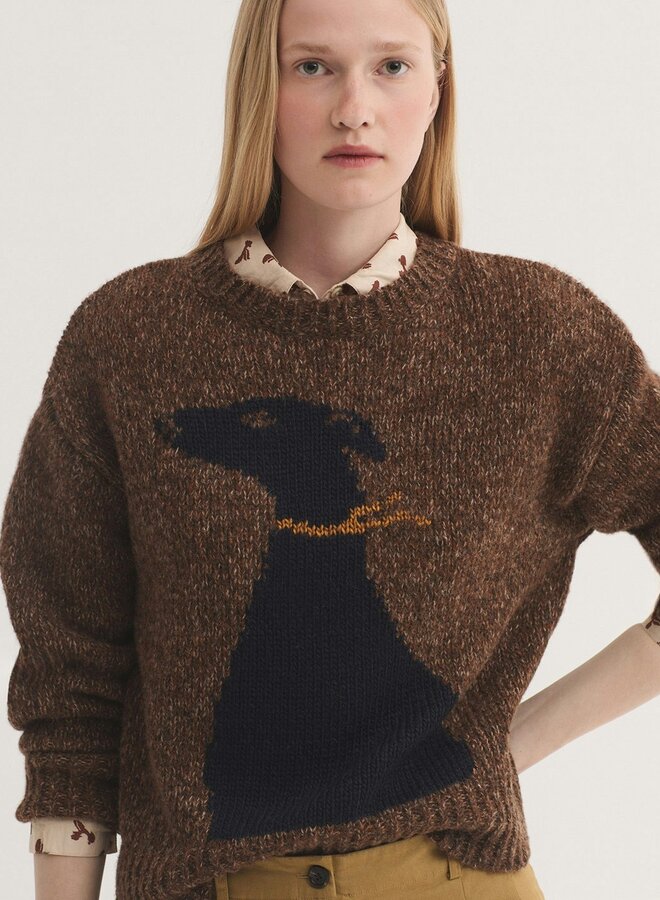 Nice Things - Wool Dog Jumper - Dark Brown
