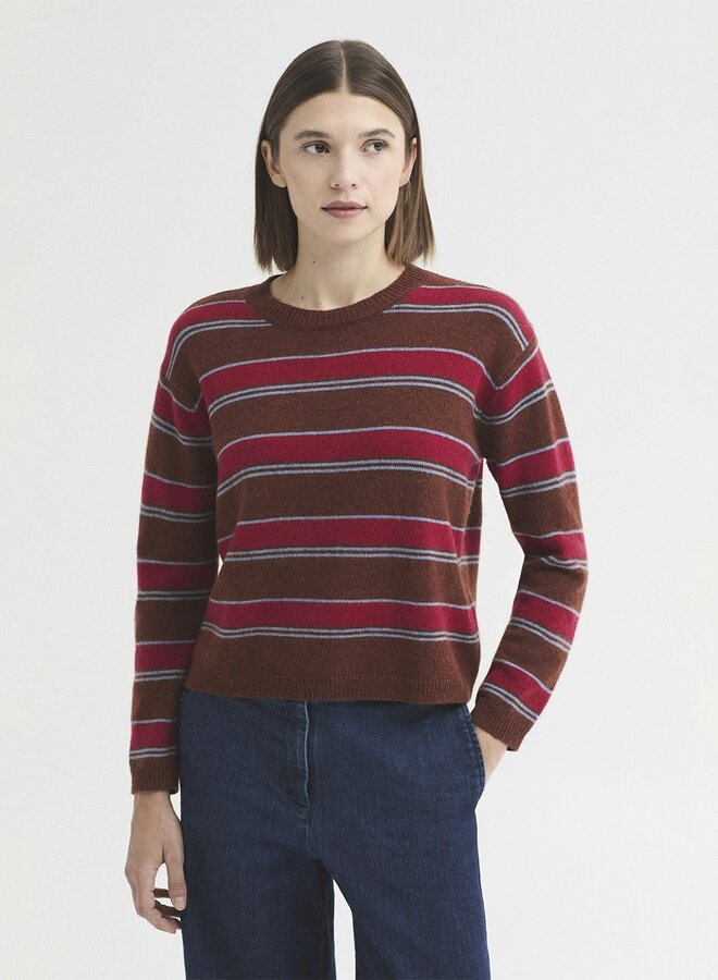 Nice Things - Wool Striped Jumper - Chestnut