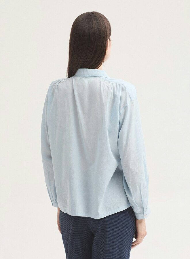 Nice Things - Embroidered Flying Birds Voile Shirt - Light Blue