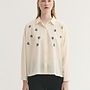 Nice Things - Embroidered Flying Birds Voile Shirt - Ecru