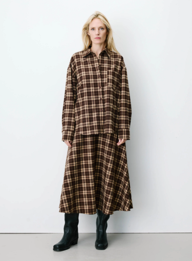 G&M - Checked Tie-Back Shirt Arlette - Chocolat