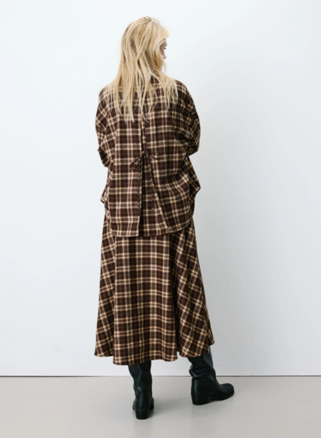 G&M - Checked Tie-Back Shirt Arlette - Chocolat