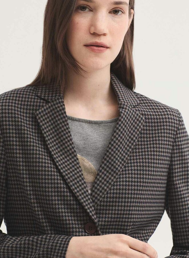 Nice Things - Houndstooth Stretch Blazer -  Brown