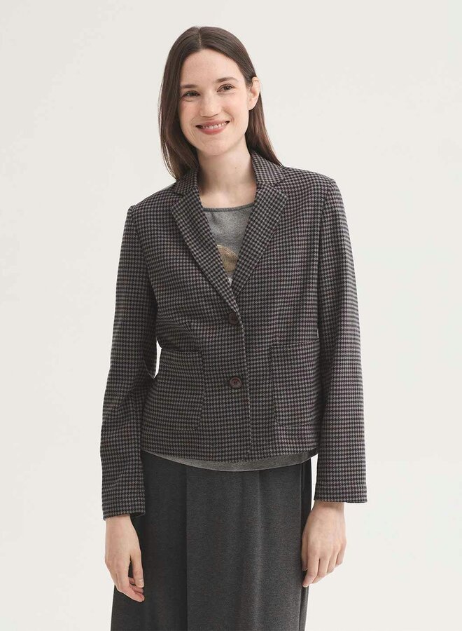 Nice Things - Houndstooth Stretch Blazer -  Brown