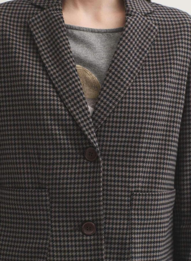 Nice Things - Houndstooth Stretch Blazer -  Brown