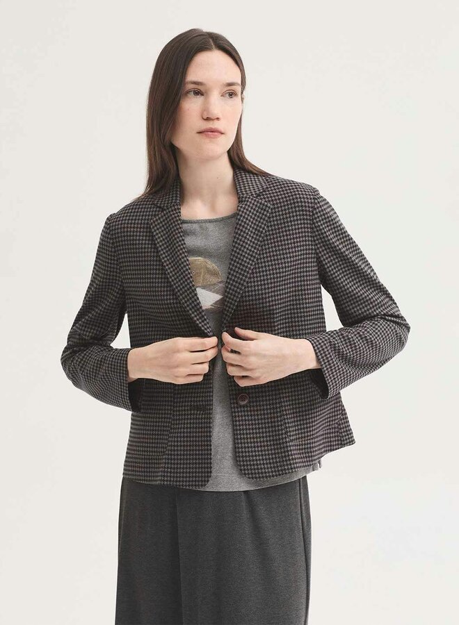 Nice Things - Houndstooth Stretch Blazer -  Brown