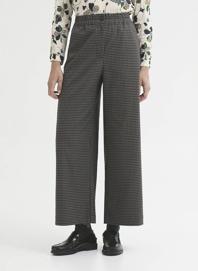 Nice Things - Super-Stretch Houndstooth Pants - Brown