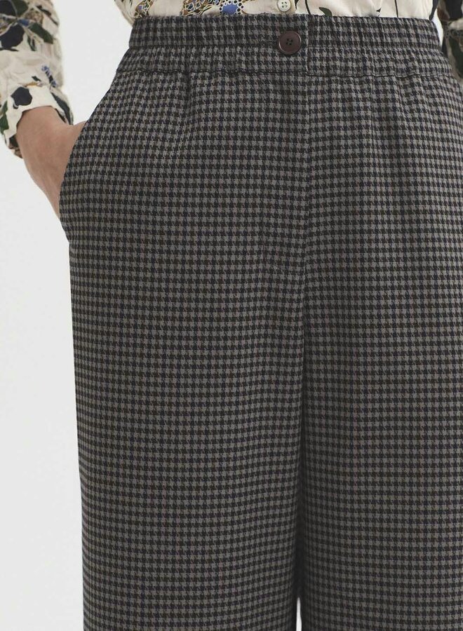 Nice Things - Super-Stretch Houndstooth Pants - Brown