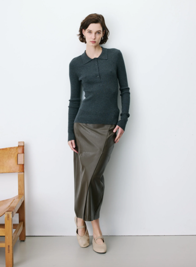 G&M - Knit Polo-Neck Sweater Angelo - Anthracite