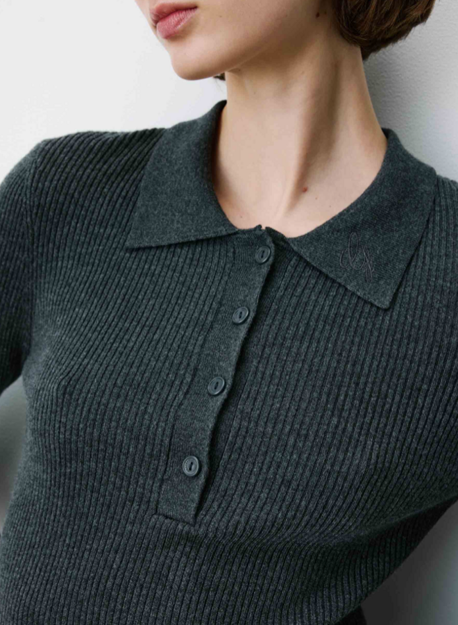 G&M - Knit Polo-Neck Sweater Angelo - Anthracite