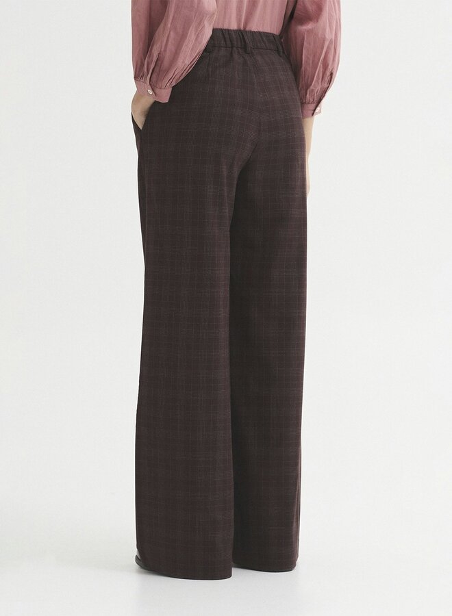 Nice Things - Darted Check Trousers - Plum