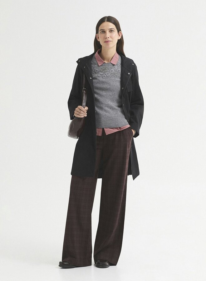 Nice Things - Darted Check Trousers - Plum