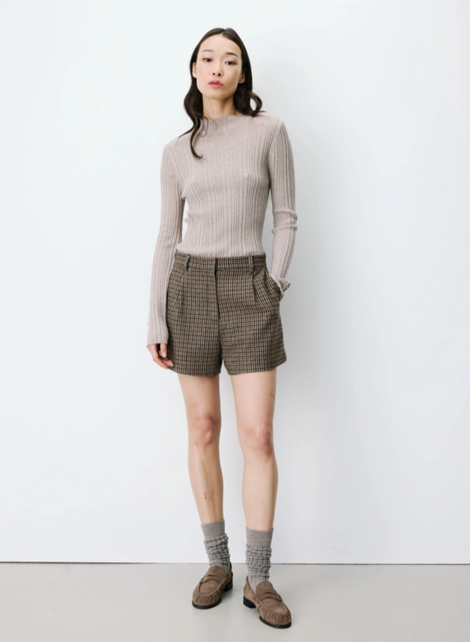 G&M - Houndstooth Tailored Shorts Arsenio - Coffee