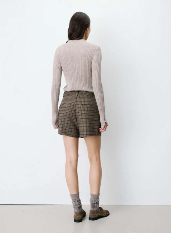 G&M - Houndstooth Tailored Shorts Arsenio - Coffee