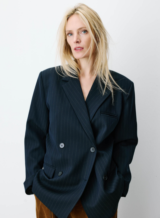 G&M - Striped Double Breasted Blazer Auguste - Marine