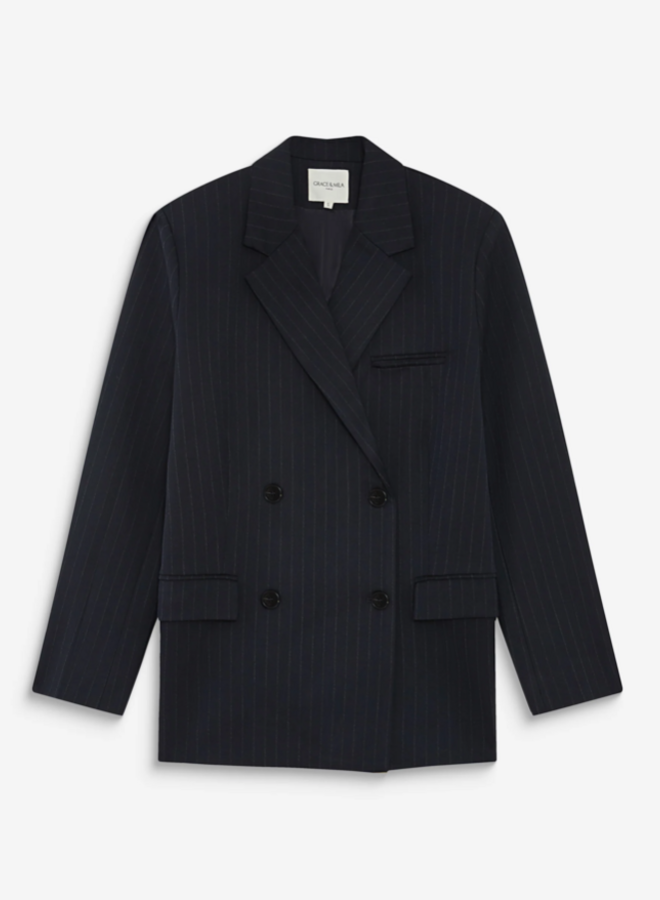G&M - Striped Double Breasted Blazer Auguste - Marine