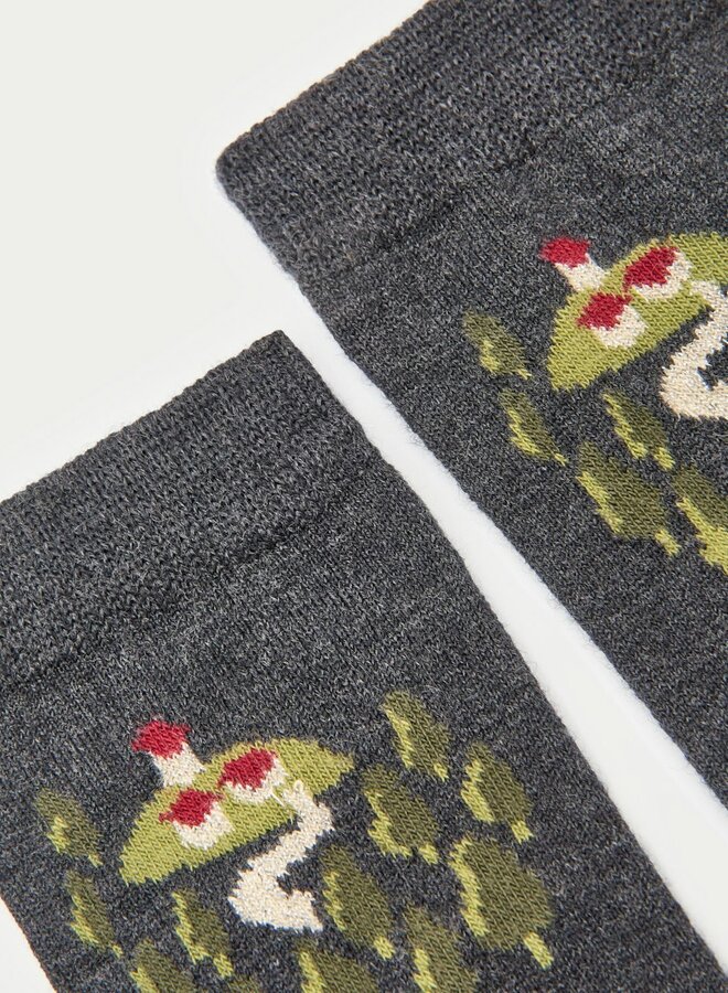 Nice Things - Pathway Print Socks - Dark Grey Melange