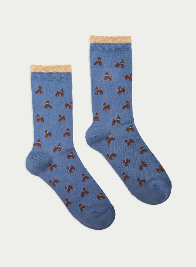 Nice Things - Poodles Print Socks - Medium Light Blue