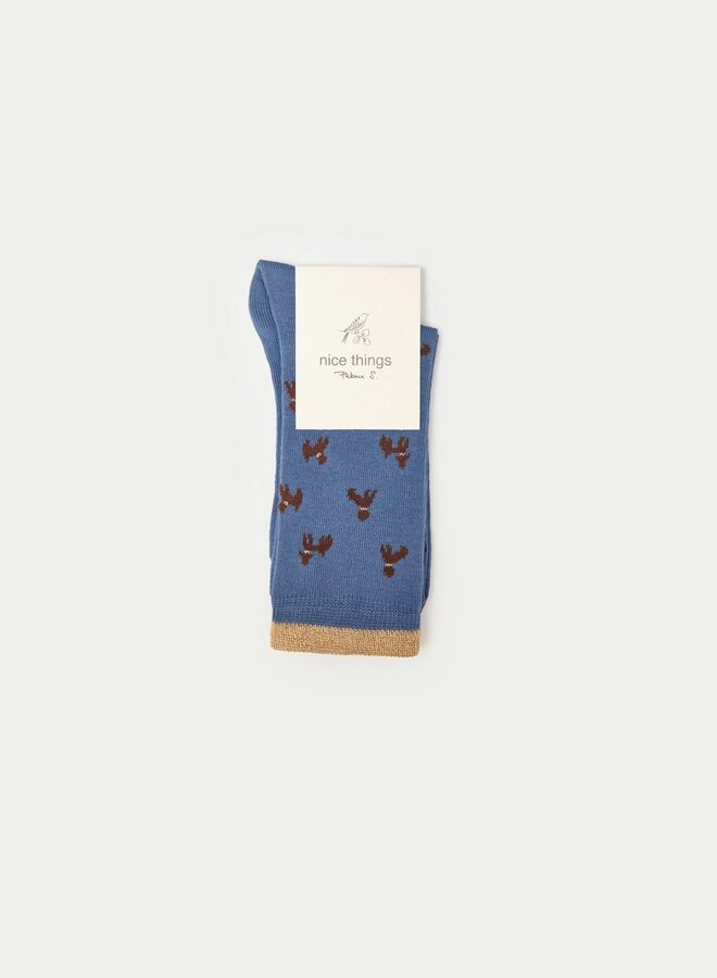 Nice Things - Poodles Print Socks - Medium Light Blue
