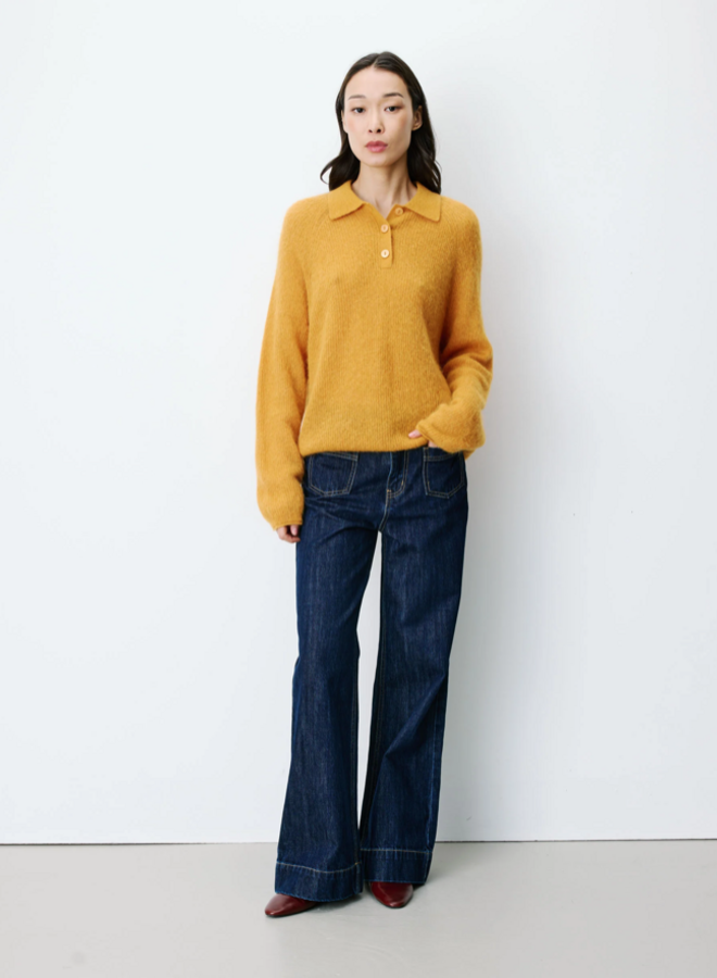 G&M - Textured Knit Polo Sweater Alevan - Ocre